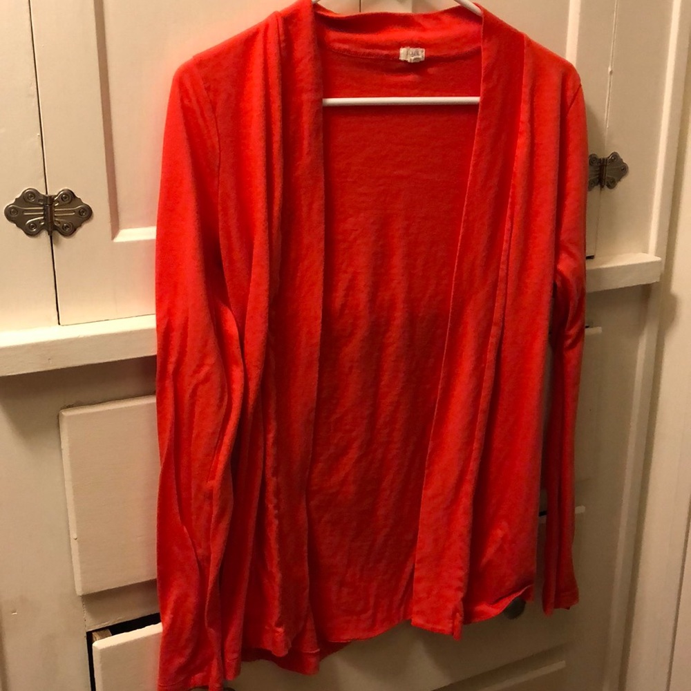 J Crew orange open cardigan